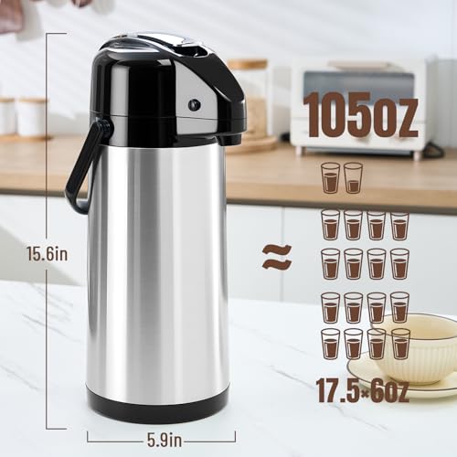 PARACITY Stainless Steel Drink Dispenser, 2-Pack Airpots, 84.5 fl oz Each - color: 2PCS-Stainless Steel