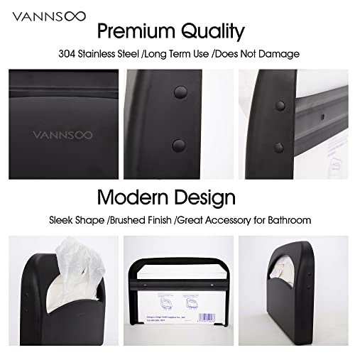 Toilet Seat Cover Dispenser - Stainless Steel Wall Mount (Black) - color: Matte Black