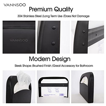 Toilet Seat Cover Dispenser - Stainless Steel Wall Mount (Black) - color: Matte Black