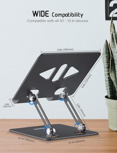 Aoviho Tablet Stand for Desk,Adjustable Tablet Holder,Black - color: Black