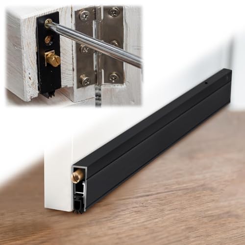 Yaocom 1 Pack 48" Automatic Door Sweep Aluminum Door Bottom Seal, Black - color: Black, size: 11/20 W X 48 L X 1-3/8 H
