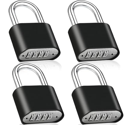4pcs Combination Lock, 4-Digit Heavy Duty Combo Lock - color: 4pcs-Short-Black