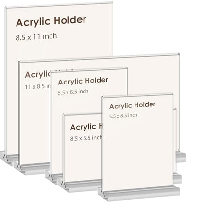 newnewshow Acrylic Sign Holder 5.5x8.5 Inch 3 Pack Vertical T Shape Double-Sided Desktop Display Holder. (Optional 8.5x11 8.5x5.5 5x7 Horizontal and Vertical) - size: 3 Pack 5.5x8.5