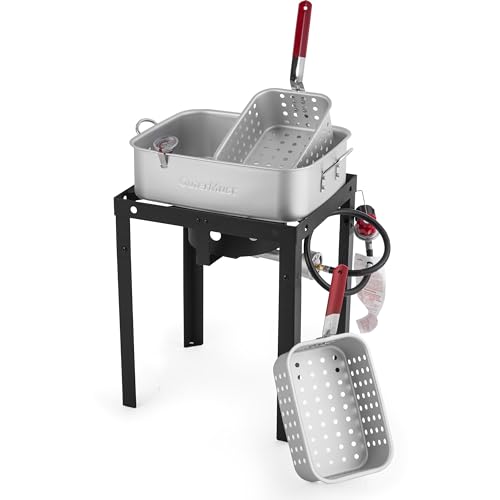 OuterMust 58,000 BTU Outdoor Fryer, 18 Qt. Deep Fryer Pot and 2 Inner Baskets, Ideal for Frying Fish, Chicken Wings, French Fries - size: 18 Qt. with Baskets