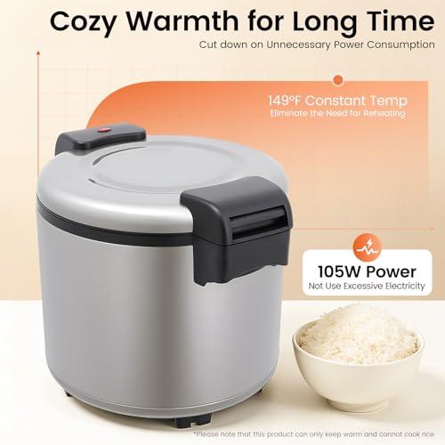 23L Electric Rice Warmer, Stainless Steel Commercial Food Warmer for Rice Soup Catering Restaurant Buffet Kitchen Use Durable Heating Equipment Suitable for Chefs Small Business Large Events