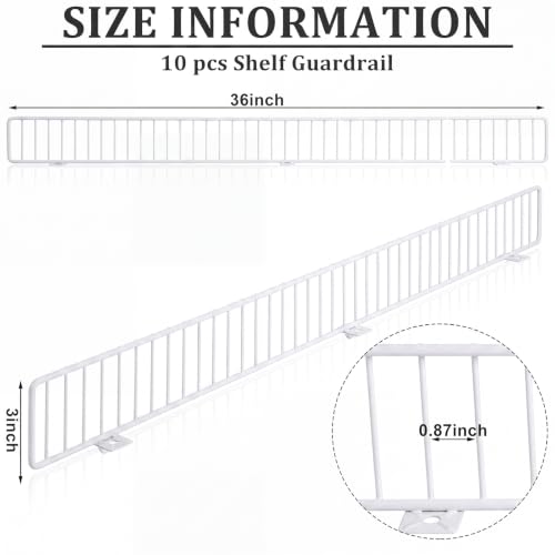 Yaocom 10 Pcs Gondola Shelf Fence 36x3'' Retail Front Wire Guard, White - color: White, size: 36" x 3"