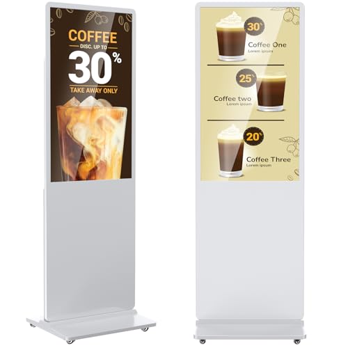 37 inch Indoor Digital Signage IPS Floor Standing Digital Kiosks Interactive Displays with WiFi HDMI/USB Input Auto AD Player, Android OS White - color: White, size: 37 inch, style: NonTouch-Screen