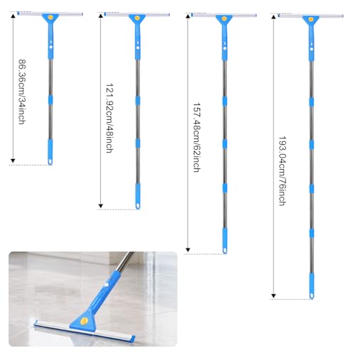 Professional Window Cleaning Kit with Bucket 3 Gallon, 76" Long Handle Squeegee and Microfiber Scrubber, High Window Washing Equipment for Indoor Outdoor, Commercial, Home, Car