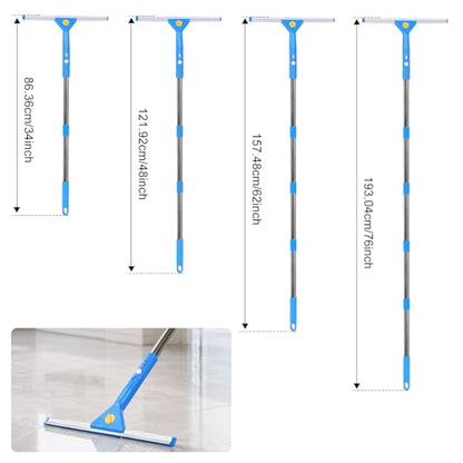 Professional Window Cleaning Kit with Bucket 3 Gallon, 76" Long Handle Squeegee and Microfiber Scrubber, High Window Washing Equipment for Indoor Outdoor, Commercial, Home, Car
