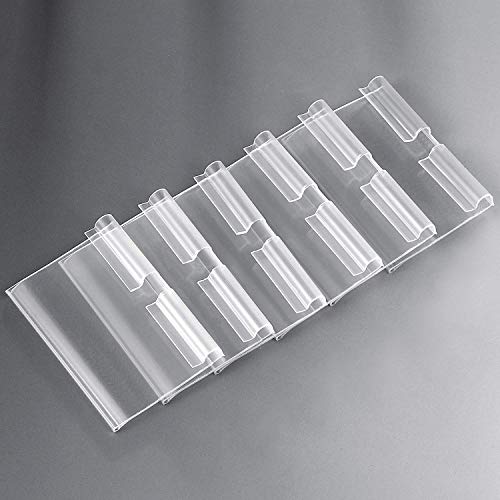 Pack of 60 Clear Plastic Label Holder, Double Hook Wire Shelf Retail Price Tag Label Holder Merchandise Sign Display Holder (4 * 8cm/1.57 * 3.15in)