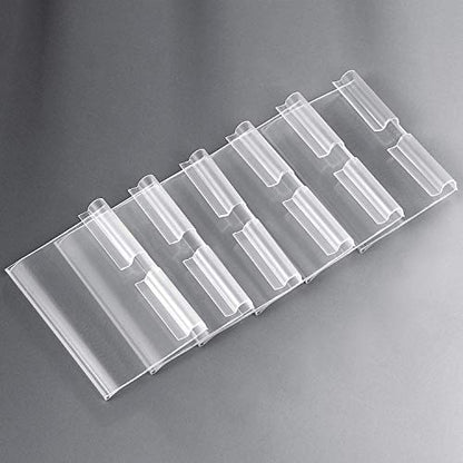 Pack of 60 Clear Plastic Label Holder, Double Hook Wire Shelf Retail Price Tag Label Holder Merchandise Sign Display Holder (4 * 8cm/1.57 * 3.15in)