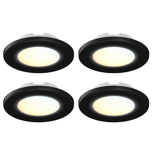 4 Inch LED Mini Surface Mount Light, Recessed Trim, Small Flush Mount Ceiling Light for Hallway, Bathroom, Kitchen, 120V, 60W Replacement, 5CCT Selectable, ETL, Wet Rated, Black/4 Packs - color: Black, size: 4 Packs