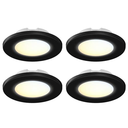 4 Inch LED Mini Surface Mount Light, Recessed Trim, Small Flush Mount Ceiling Light for Hallway, Bathroom, Kitchen, 120V, 60W Replacement, 5CCT Selectable, ETL, Wet Rated, Black/4 Packs - color: Black, size: 4 Packs