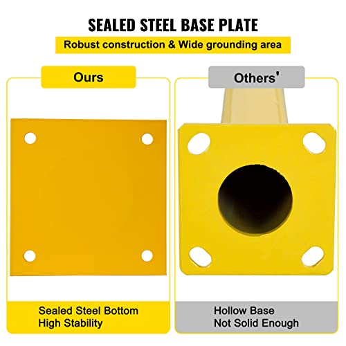 Happybuy Safety Bollard, 48" Steel Bollard Post, 5.5" Diameter, Yellow Powder-Coated Steel, Includes 8 Anchor Bolts, Ideal for Traffic-Sensitive Areas