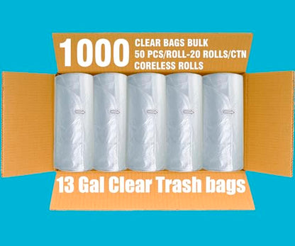 BEIDOU-PAC Trash Bags 13 Gallon, 1000 Count Bulk Value Pack, Clear Plastic Recycling Garbage Bags, Multi-purpose Tall Kitchen Trash Bags Can Liners for Business Home Commercial and Industrial - style: 13 Gallon |1000 Count(Value Pack)