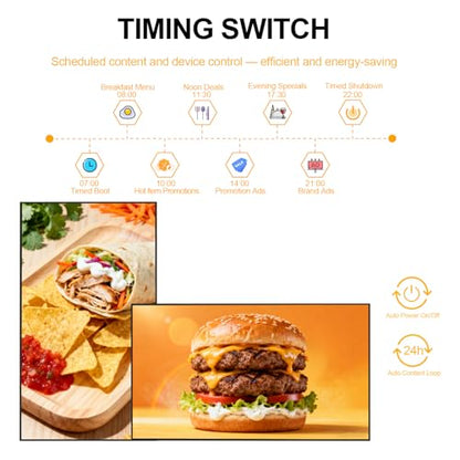 32Inch Wall Mount Digital Signage, 1000nits High Brightness Slim Frameless Advertising Display, Touchscreen Commerical Display LCD Monitor with CMS/U-Disk Plug&Play, Split Screen, 7/24 Timer switch