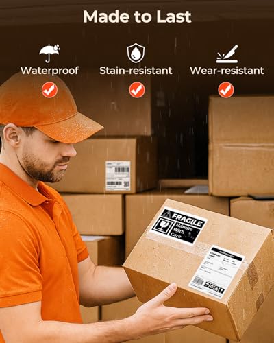 MUNBYN 4x3 Thermal Labels, 500 Sheets/1 Roll, White - color: White, size: 4x3"