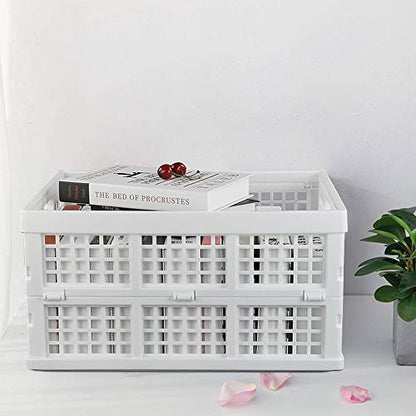 Asking 3-Pack 30 L Plastic Stacking Collapsible Crate, White - color: White, size: 30 L