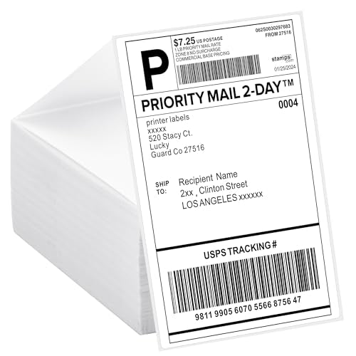4x6 Thermal Labels Fanfold 500-Pack Crisp Prints Thermal Shipping Labels 4x6 Commercial Grade Thermal Printer Paper with Perforated, 1 Stack - style: 500 Labels-White