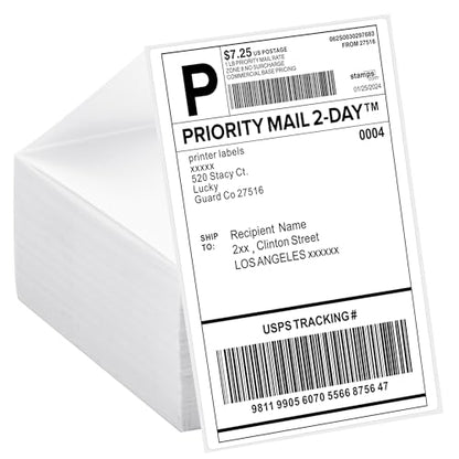 4x6 Thermal Labels Fanfold 500-Pack Crisp Prints Thermal Shipping Labels 4x6 Commercial Grade Thermal Printer Paper with Perforated, 1 Stack - style: 500 Labels-White