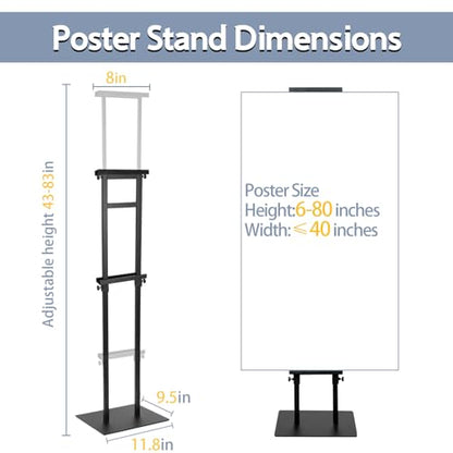 2PACK Poster Stand Adjustable Poster Holder Stand, Foam Board Stand for Display, Heavy Duty Pedestal Sign Holder, Metal Stand for Display Board Up to 83"