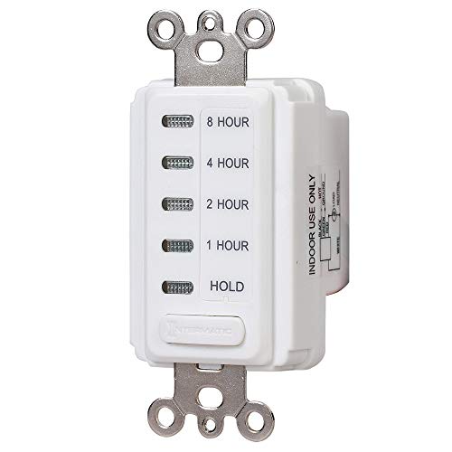 Intermatic EI220W 1/2/4/8 Hour SPST 1800-Watt In-Wall Countdown Timer, White