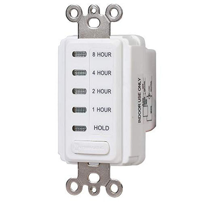 Intermatic EI220W 1/2/4/8 Hour SPST 1800-Watt In-Wall Countdown Timer, White