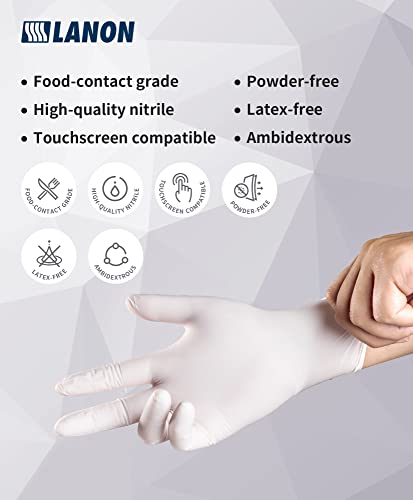 LANON Food Safe White Disposable Nitrile Gloves,Cooking Gloves,X-Large - size: X-Large (Pack of 100)