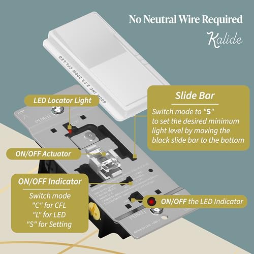 TOPGREENER 300W LED Dimmer Switch, Single Pole or 3-Way, White, 1 Pack - color: White