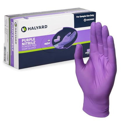 HALYARD PURPLE NITRILE Gloves Powder Free Disposable Medical Exam Gloves Dental Chemo Protection 5.9 mil 9.5 In - size: X-Small