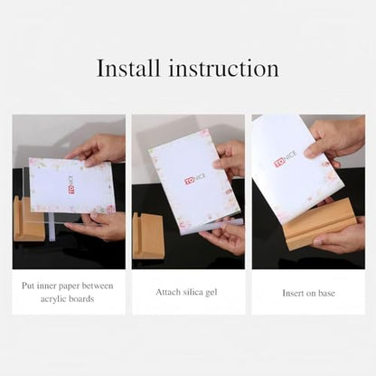 TONICE® 3 Pack 8.5X11 Acrylic Sign Holder T Shape Clear Acrylic Double Sided Frames with Wood Base Table Menu Display Stand Flyer Display (Optional 8.5x11/5x7 Inch L/T Shape) - color: 8.5x11 T