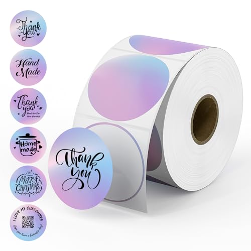 MUNBYN 2 Inch Round Thermal Labels for Businesses, 750 Sheets/1 Roll - color: Gradient Purple, size: 2"