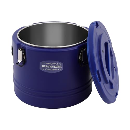 30L/7.9 Gal Insulated Soup Carrier, Stainless Steel Insulated Soup Container Bucket Hot & Cold Thermal Bucket with Lid Commercial Food Warmer for Parties Picnics Cafes Restaurants - color: Blue, size: 30L/7.9 Gal