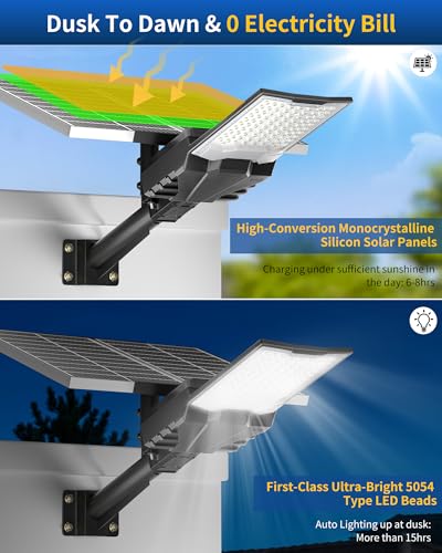 Gefolly SL-9000W Solar Street Lights Outdoor, Commercial Parking Lot Light - size: XL