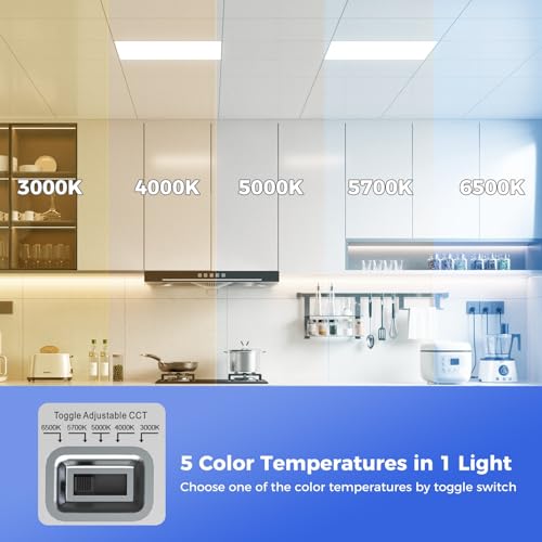 AIKVSXER 24 Pack 2x2 LED Flat Panel Light, Recessed Drop Ceiling Light Kitchen Lighting Fixtures,Bright 6500LM,0-10V Dimmable,Switchable 3000K/4000K/5000K/5700K/6500K, 30W/35W/40W/45W/50W - size: 2x2-24p