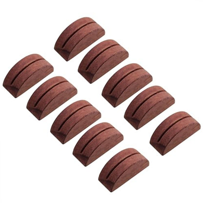 ZCZQC 10PCS Wooden Postcard Stands 1.6-Inch Place Card Holders Table Number Signs for Office Labels Photos and Menus Semi Circular Brown Wooden Note Holder