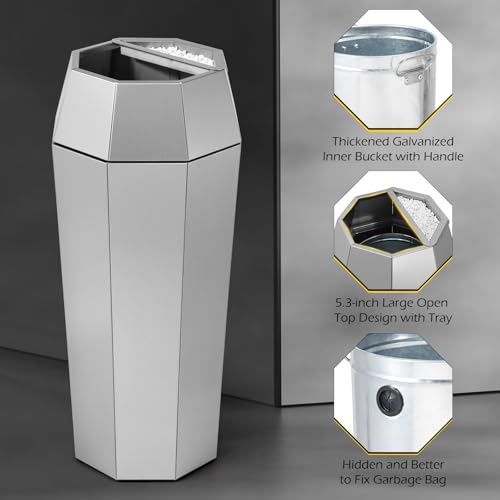 Dyna-Living Commercial Trash Can Large Stainless Steel Garbage Can with Lid