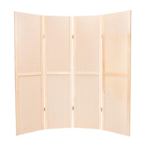 SSWBasics 5 Foot 4-Panel Folding Pegboard Stand for Crafting - Versatile Pegboard Display and Room Divider - Paint-Ready Surface for Customization - Perfect for Trade Shows, Flea Markets, and Home