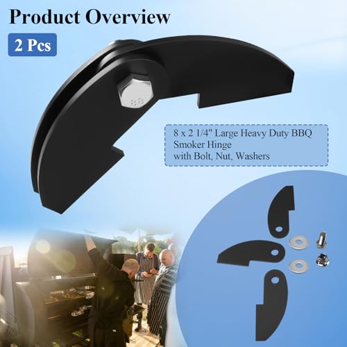 2 Pcs 8 x 2 1/4" Heavy Duty BBQ Smoker Hinge Fit for Burn Shop BBQ Smoker - style: 2 Pcs