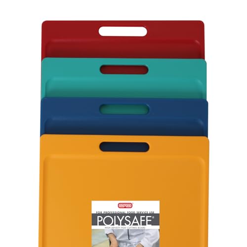 Dexas 4-Pack NSF Certified Polysafe Cutting Boards with Handle, 11 x 14.5 Inches, Reversible Kitchen Cutting Board, Assorted Colors - color: Assorted Colors, size: 14.5"L x 11"W