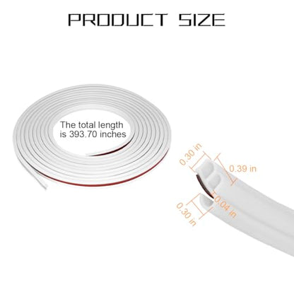 Osilly Adhesive Rubber Car Door Seal Strip, White - color: White, size: Style C-32FT