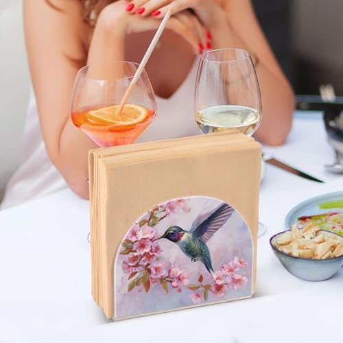 Pink Hummingbird Napkin Holder for Table Acrylic Tissue Dispenser - color: beautiful hummingbird