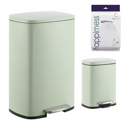 happimess Connor 2-Piece Iron Trash Can, Pistachio Gelato - color: Pistachio Gelato