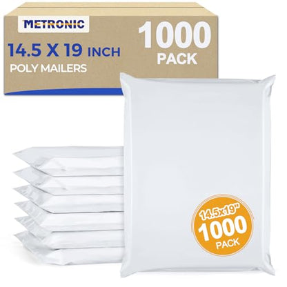 Metronic Poly Mailers 14x19 1000 Pack, Large Bulk Self Seal Shipping Bags - color: White, size: 14.5x19 1000PC