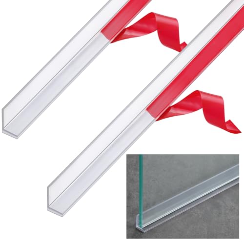 Newtay 2 Pcs L-Type Seal Strip 3/8'' X 73'' Clear Vinyl Glass Shower Door - size: 3/8'' x 73''