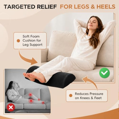 Recliner Foot Pillow, High-Resilience Foam Half-Moon Pillow for Sleeping - color: Black