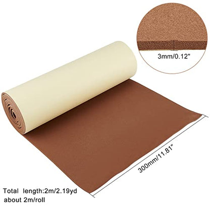 BENECREAT 78.7x12 inch Brown Self-Adhesive EVA Foam Roll, 3mm Thick Sticky Upholstery Foam Sheets for Scrapbooking Crafts, Cosplay Model, Cushion Furniture, Gap Filling, Packing - color: Brown, size: 3mm Thick