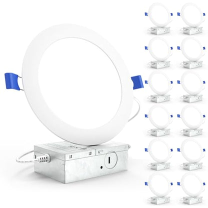 Sunco 12 Pack 6 Inch Canless LED Ultra-Slim Recessed Light, 14W-100W - size: 6" 5K