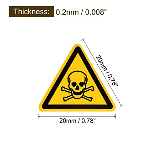 Triangle Safety Warning Sign Self Adhesive Yellow with Black Words 20mm/0.78inch for Machine, Instrument and Equipment Surface Pack of 10
