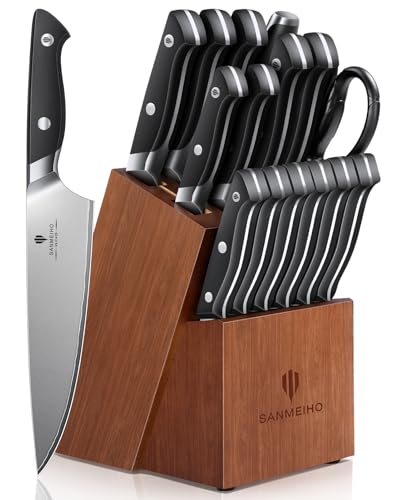 16 PCS Japanese Kitchen Knife Set with Block, Dishwasher Safe - color: 16PCS Knife Set